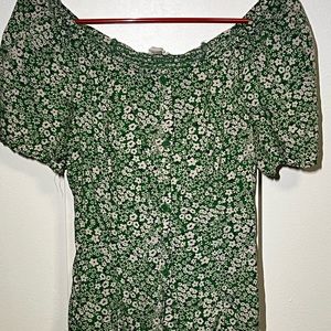 Green floral blouse